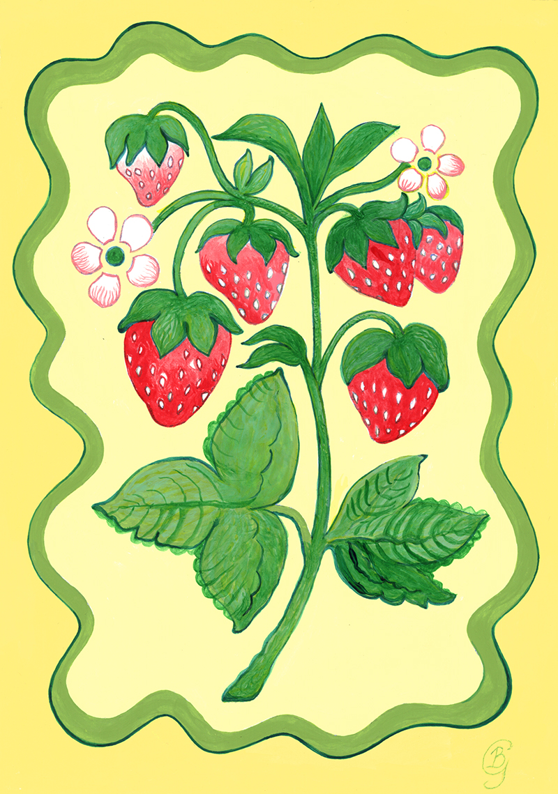Strawberry painting by Bronwen Glazzard