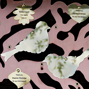 bird & leaf plaques by Metallic Garden