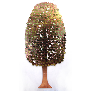 Giving Tree fundraising tree with brass curved leaf plaques by Bronwen Glazzard